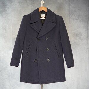 Club Monaco Men’s Wool Peacoat – Navy – Double-Breasted